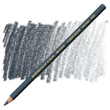 Open in modal - Caran d'Ache Supracolor Soft Aquarelle Pencil - Grayish Black pencil and swatch