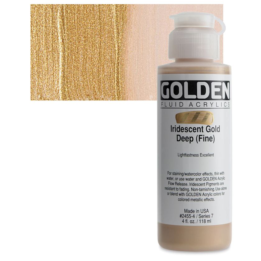 Golden Fluid Acrylics Iridescent Gold Deep (Fine), 4 oz bottle