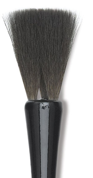 Luco Black Squirrel Square Brushes - closeup of square edged three lock brush