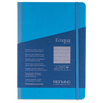 Open in modal - Fabriano Ecoqua Plus Fabric-Bound Notebook - Turquoise, 5-4/5" x 8-1/4", Lined, front cover
