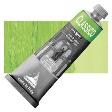 Open in modal - Maimeri Classico Oil Color - Cadmium Green, 60 ml tube and swatch