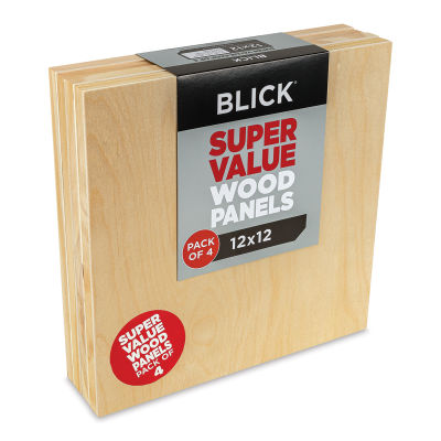 Blick Super Value Wood Panel Pack - 12'' x 12'', Pkg of 4 (Side view)