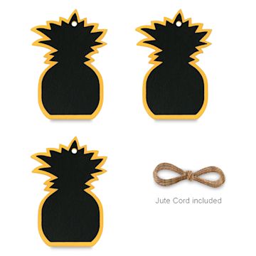 Open in modal - Craft Decor Wood Chalk Tags - Pineapple, Package of 3 (Shown with included jute cord)