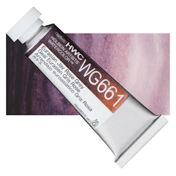 Open in modal - Holbein Artists' Watercolor - Eurasian Jay Rose Grey, 15 ml tube an swatch