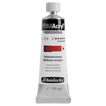Open in modal - Schmincke Primacryl Professional Acrylic Paint - Brilliant Orange, 35 ml Tube