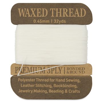 Open in modal - Hemptique Waxed Bonded & Round Thread - White, 0.45 mm, 32 yds