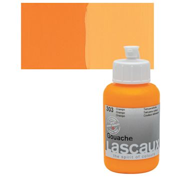 Open in modal - Lascaux Acrylic Gouache - Orange, 85 ml bottle and swatch
