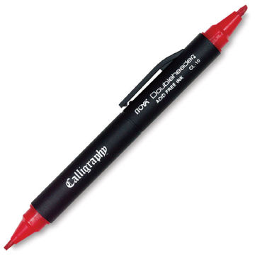 Doubleheader Calligraphy Marker - Red marker at angle with both sides uncapped