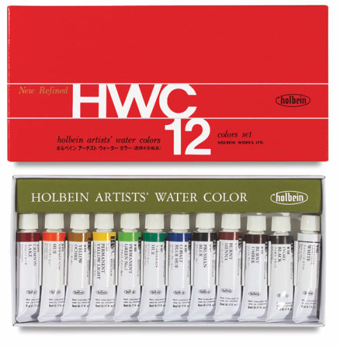 Holbein Artists' Watercolors - Assorted Colors, Set of 12, 5 ml tubes