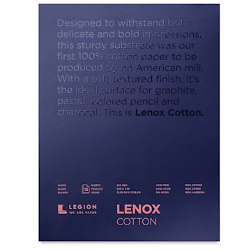 Open in modal - Legion Lenox Cotton Drawing Pad - 5" x 7", 15 Sheets