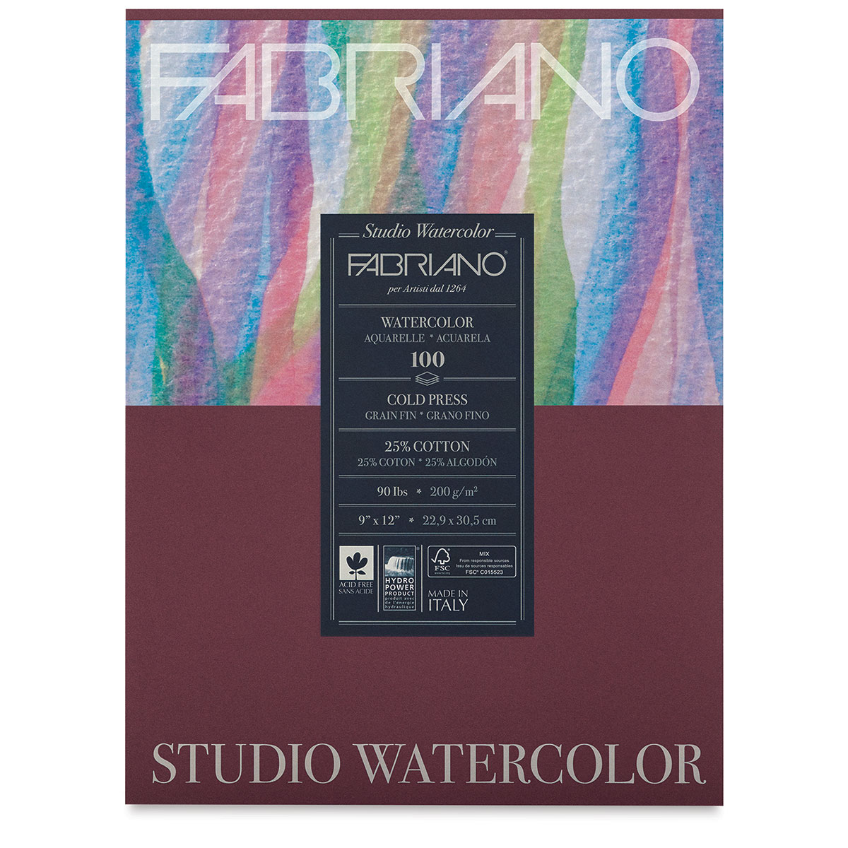 Fabriano Studio Watercolor Paper, 90 lb. (200gsm), 9'' x 12