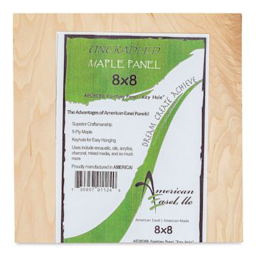 Open in modal - American Easel Maple Panel - 8" x 8", 1/2" Profile, Keyhole front with label