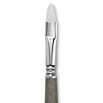Open in modal - Escoda Perla Toray White Synthetic Brush - Bright, Short Handle, Size 10 (Close-up of brush)