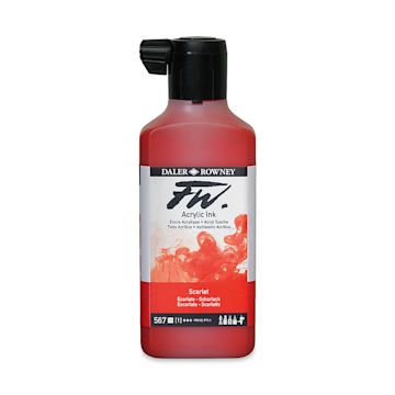 Open in modal - Daler-Rowney FW Acrylic Water-Resistant Artists Ink - 6 oz, Scarlet