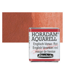 Schmincke Horadam Aquarell Artist Watercolor - English Venetian Red, Half Pan with Swatch