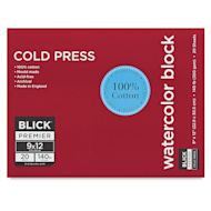 Blick Premier Watercolor Block - 9" x 12", Cold Press, 140 lb, 20 Sheets