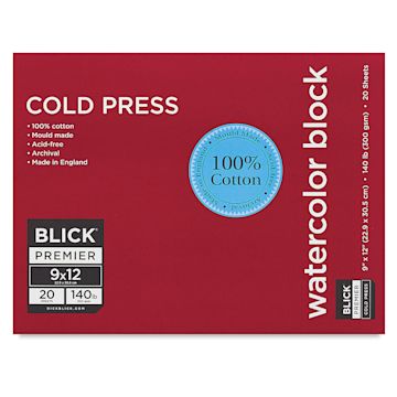 Open in modal - Blick Premier Watercolor Block - 9" x 12", Cold Press, 140 lb, 20 Sheets