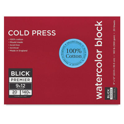 Blick Premier Watercolor Block - 9" x 12", Cold Press, 140 lb, 20 Sheets