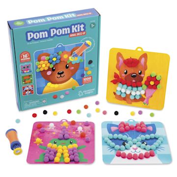 Open in modal - Educational Insights Pom Pom Kit - packaging with contents and finished examples