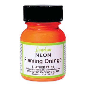 Angelus Acrylic Leather Paint - Neon Flaming Orange, 1 oz