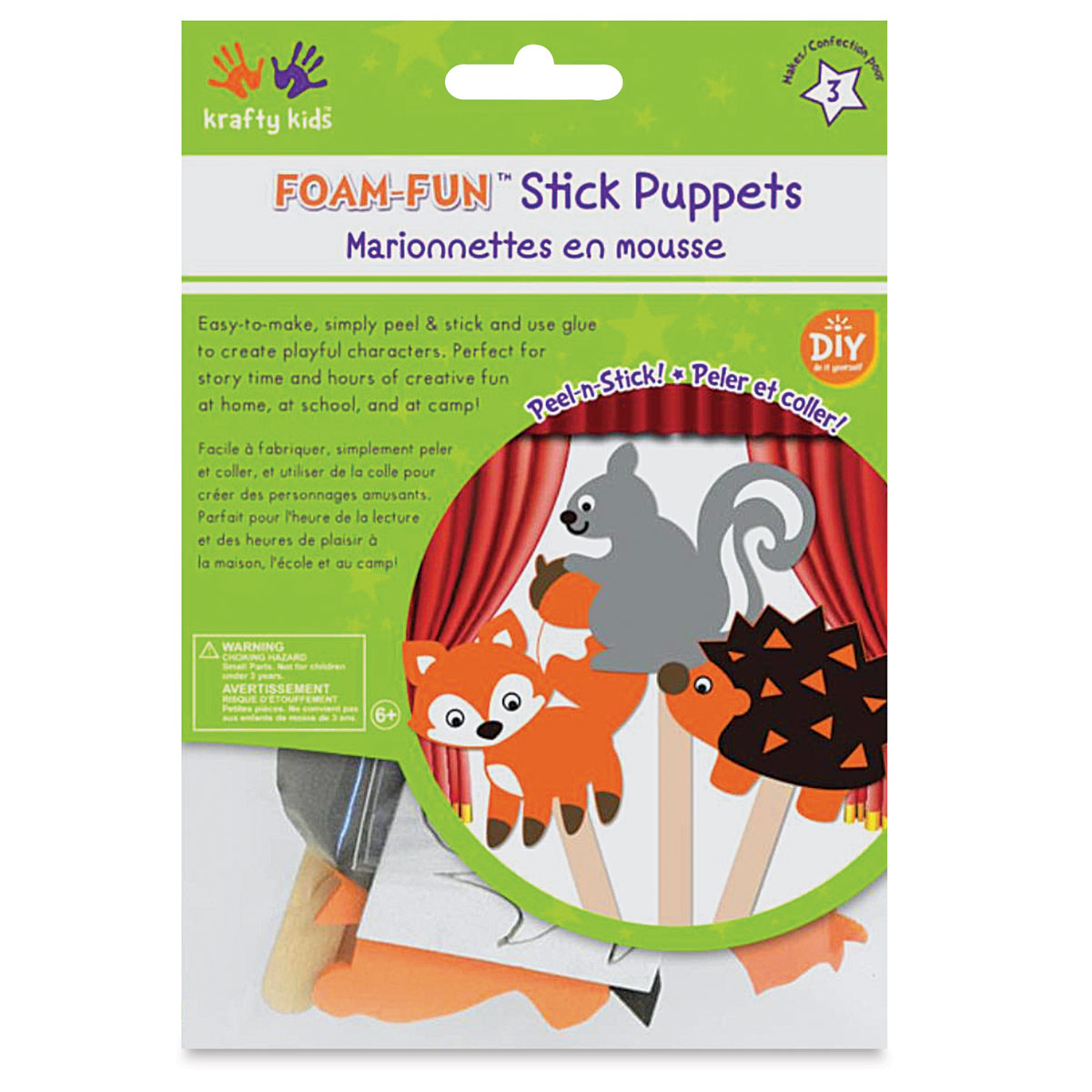 Coloured Animal Funky Craft Foam Shapes Kids Easy Stick Pack of