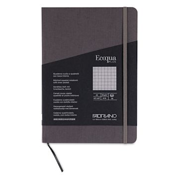 Open in modal - Fabriano EcoQua Plus Stitch-Bound Notebook - Grey, 5-4/5" x 8-1/4", Grid, front cover