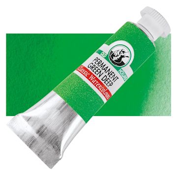 Open in modal - Old Holland Classic Artist Watercolor - Permanent Green Deep, 6 ml tube and swatch