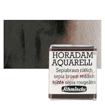 Open in modal - Schmincke Horadam Aquarell Watercolor - Sepia Brown Reddish, Half Pan and swatch