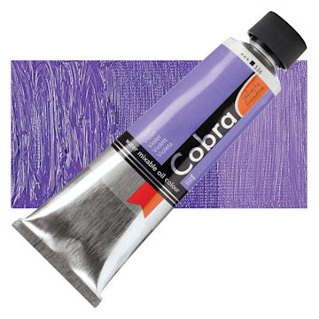 Open in modal - Royal Talens Cobra Water Mixable Oil Paint - Violet, 150 ml tube and swatch
