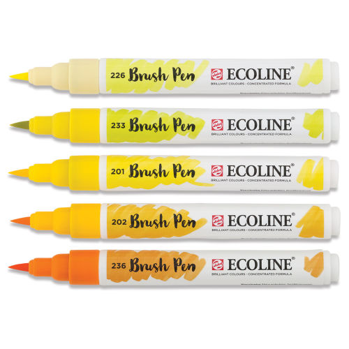 Royal Talens Ecoline Brush Marker Set - Yellow Hues, Set of 5