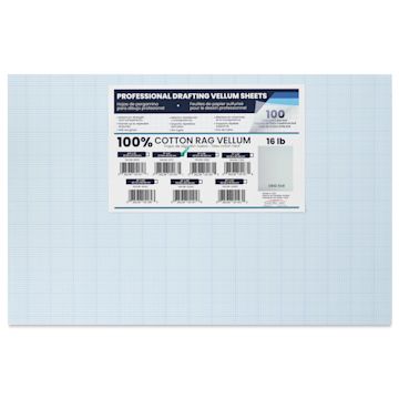 Open in modal - Pacific Arc Gridded Drafting Vellum Pack - 8 x 8 Grid, 11" x 17". Pkg of 100, packaging