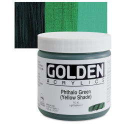 Golden Heavy Body Artist Acrylics - Phthalo Green (Yellow Shade), 16 oz jar
