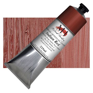 Open in modal - Michael Harding Artists Oil Paint - Indian Red, 225 ml tube and swatch