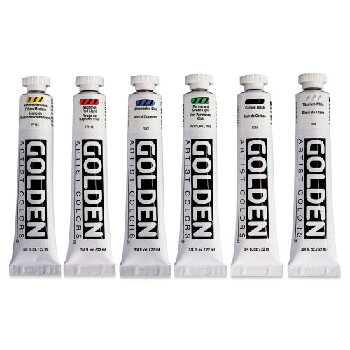 Golden Heavy Body Artist Acrylic Set - Intro Set of 6, Assorted Colors, 22  ml Tubes