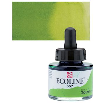 Open in modal - Ecoline Liquid Watercolor with Dropper - Bronze Green, 30 ml jar and swatch