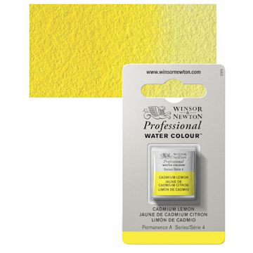 Open in modal - Winsor & Newton Professional Watercolor - Cadmium Lemon, Half Pan and swatch