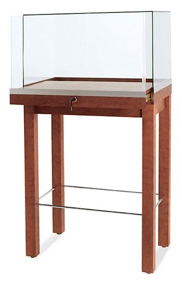 Open in modal - Tecno Display 30" Rectangular Museum Showcase - right angled view showing base slightly opened 