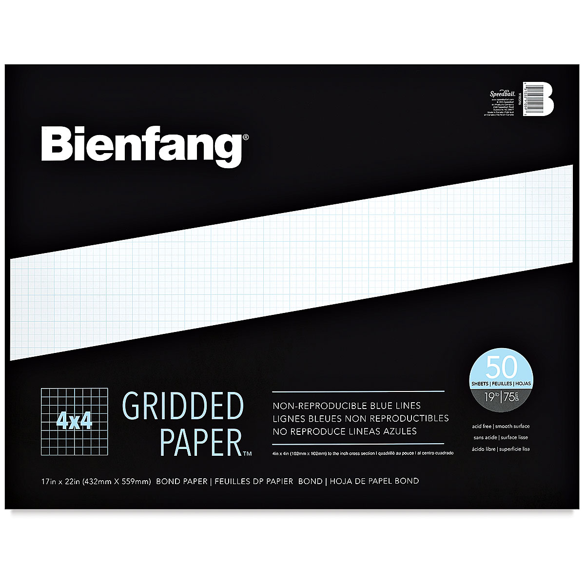 Bienfang Gridded Paper Pad - 8 x 8 Grid, 11 x 17, 50 Sheets