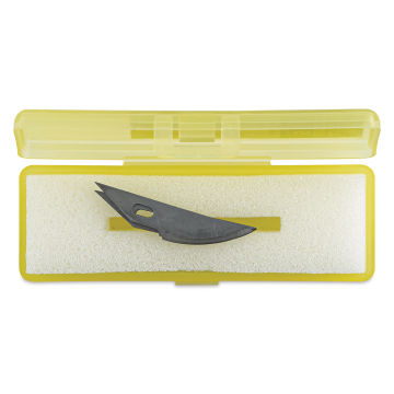 Olfa Curved Carving Art Blades - Pkg of 5, inside of the carrying case with lid open