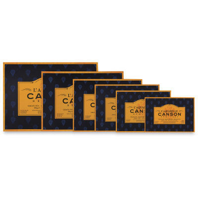 L’Aquarelle Canson Héritage Watercolor Paper - Several sizes of Cold press Blocks shown
