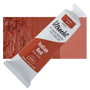 Open in modal - Utrecht Studio Series Oil Paint - Indian Red, 37 ml, Tube and swatch