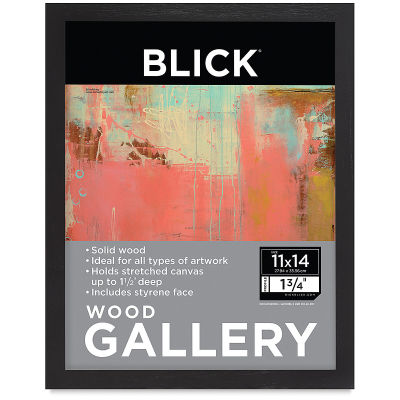 Blick Wood Gallery Frame - Black, 11'' x 14''. Unwrapped with label inside frame.