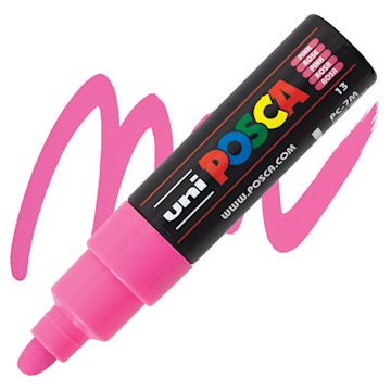 Open in modal - Posca Paint Marker - Pink, Broad Bullet Tip, 4.5 mm - 5.5 mm - marker and swatch