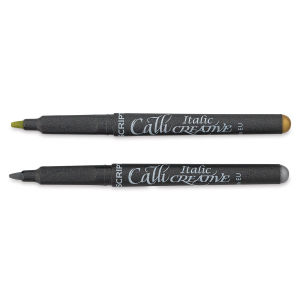 Callicreative Italic Marker Sets - Gold and Silver set of 2 shown horizontally and uncapped