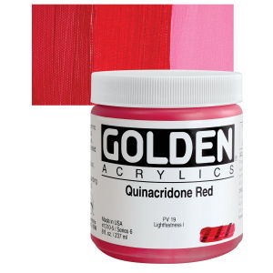 Golden Heavy Body Artist Acrylics - Quinacridone Red, 8 oz Jar