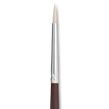 Open in modal - Silver Brush Silverstone Premium White Hog Bristle Brush - Round, Long Handle, Size 0 close up
