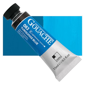 Open in modal - ShinHan Professional Designers Gouache - Turquoise Blue, 15 ml tube and swatch