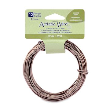 Open in modal - Artistic Wire Aluminum Craft Wire - Front view of Brown color wire coiled on hang tag