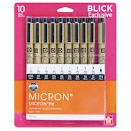 Sakura Pigma Micron Pens - Blick Exclusive Customer Favorites, Set of 10, Black, Assorted Sizes
