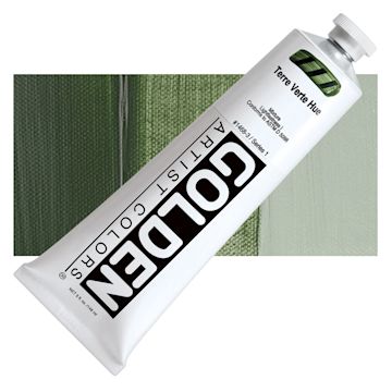 Open in modal - Golden Heavy Body Artist Acrylic - Terre Verte Historic Hue, 5 oz Tube and swatch
